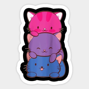 Bisexual Pride Kawaii Kitty Cat Stack Anime Sticker